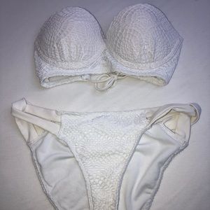 White Lace Strapless Hollister Bikini